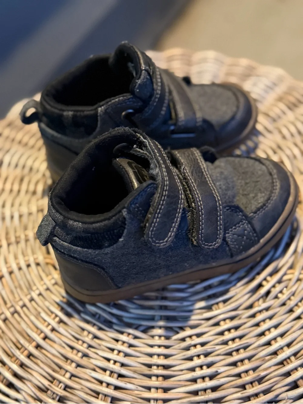 Ecko Kids Grey Suede Double Velcro High Top Sneakers